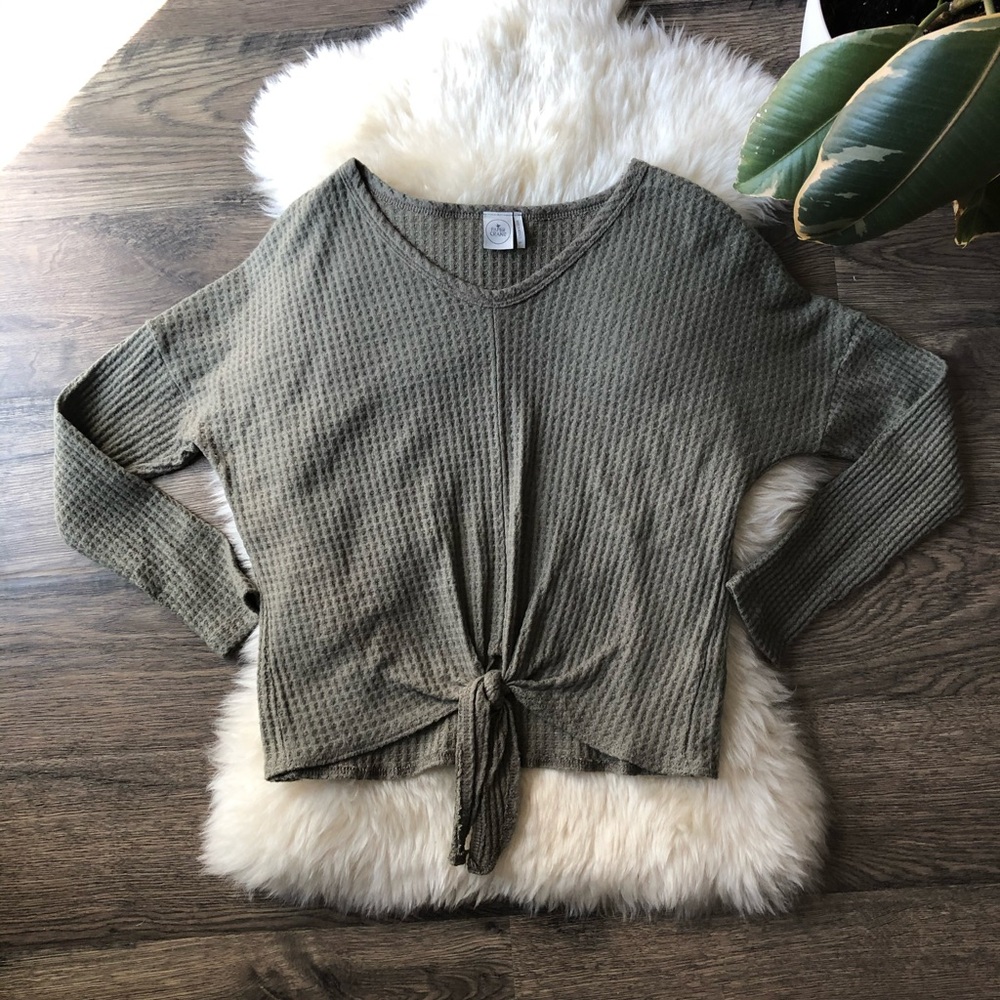 Paper Crane top charcoal gray size S knot front